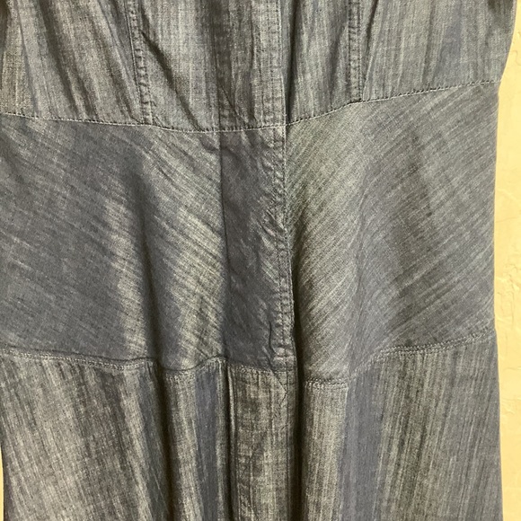 Denim short sleeve front button flare dress - Picture 6 of 6
